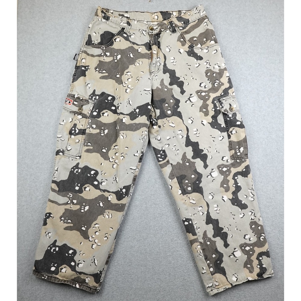 Vintage Interstate Cargo Pants Mens 38 Desert Camo Wide Leg Made in USA Y2K